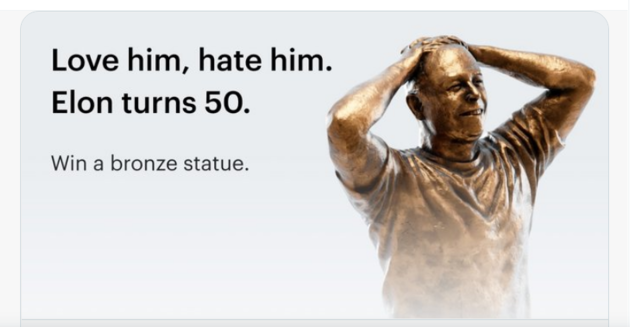 У Нью-Йорку встановили бронзову статую Ілона Маска 