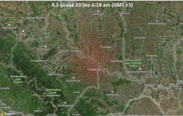 В Украине произошло землетрясение магнитудой 4,3