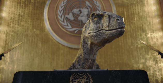 «Не обирайте вимирання»: динозавр з трибуни ООН закликав задуматися про глобальне потепління