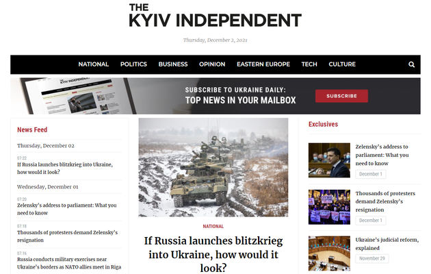 Издание The Kyiv Independent запустило свой сайт