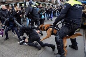 Поліцейські застосували службових собак проти пікетувальників в Амстердамі - демонстранти виступали за скасування локдауну