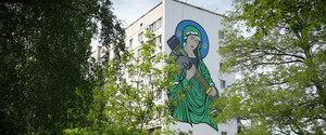 Святая Джавелина – Защитница Украины: в Киеве появился новый мурал, который могут закрасить из-за скандала (фото, видео)