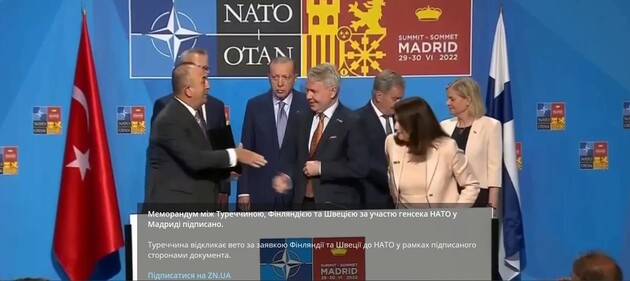 Туреччина дає згоду на вступ Швеції та Фінляндії до НАТО