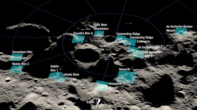 NASA выбрало потенциальные регионы для высадки астронавтов на Луне