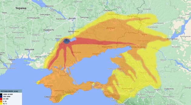 В разі аварії на ЗАЕС радіаційна хмара накриє південь України та південно-західні регіони Росії