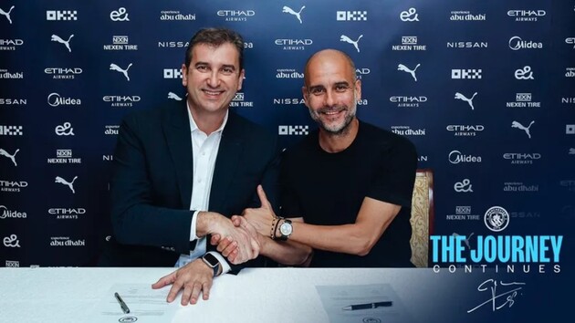 Гвардіола (праворуч) очолює "Ман Сіті" з 2016 року