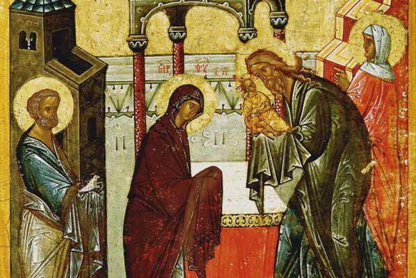 В праздник Мария и Иосиф принесли Христа в храм