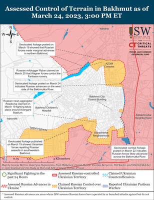 Російські війська досягли успіхів у районі Бахмута, а ЗСУ продовжують відбивати атаки ворога – карта боїв ISW