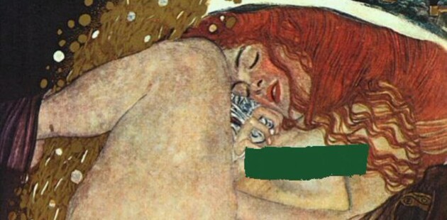 Климт выработал довольно узнаваемый стиль, но приведенная в тексте ниже картина Dame mit Fächer имеет несколько иной почерк, чем самые известные произведения мастера типа "Данаи"