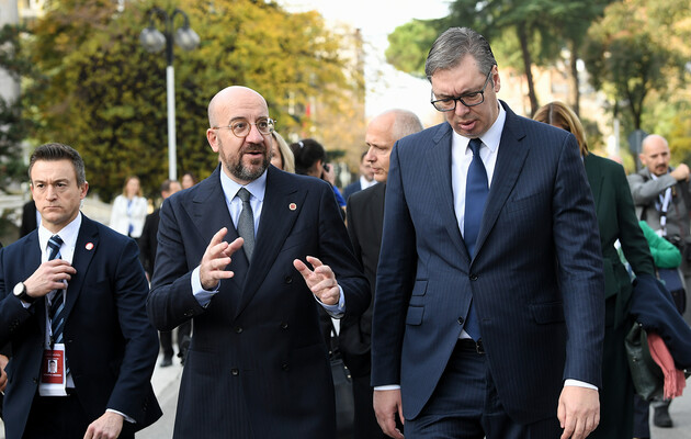 Глава Европейского Совета Шарль Мишель и президент Сербии Александар Вучич