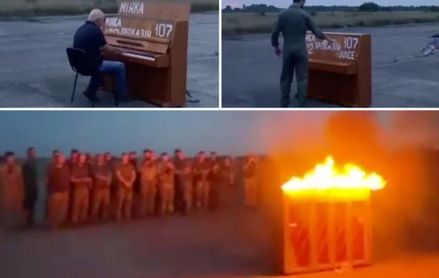 В память о погибших пилотах на Житомирщине сожгли пианино