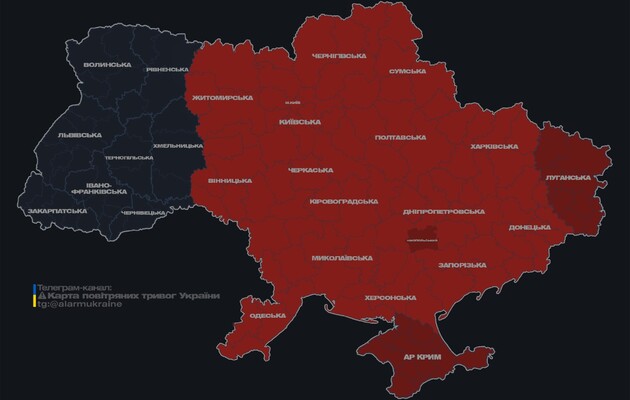 Мапа тривог о 5.03 ранку