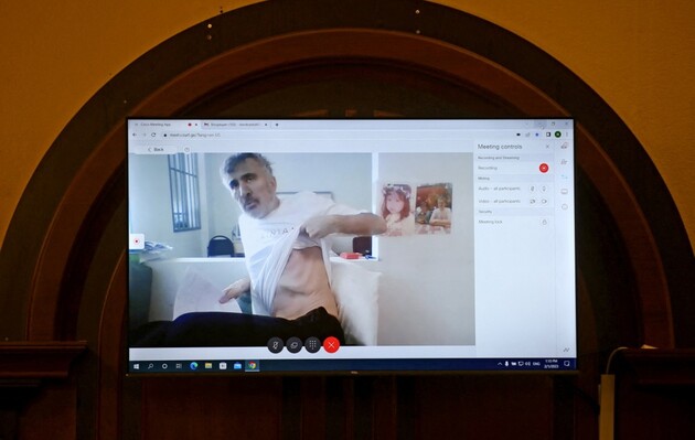 Саакашвили выступает в суде, февраль 2023 года