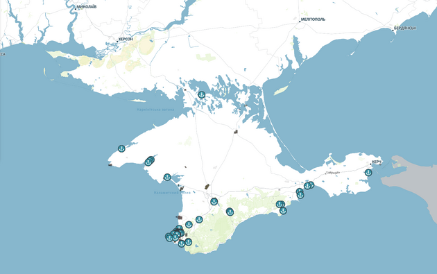 Карта військових баз у Криму 