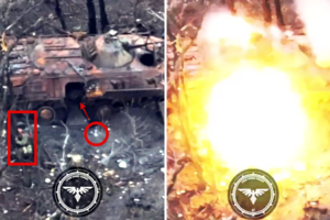 Украинские военные уничтожили дроном российских солдат, которые прятались в сожженном БТР