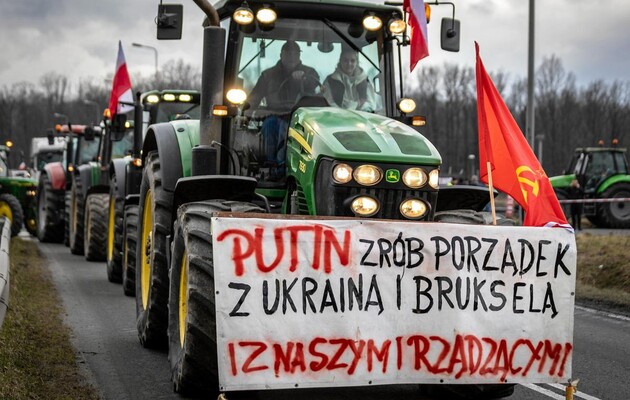 В Польше снова вывесили пропутинские плакаты на протесте фермеров