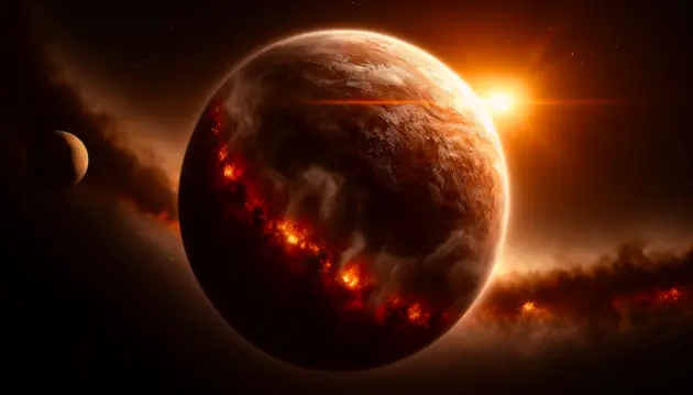 Тает изнутри: ученые обнаружили необычную планету, которая светится красным