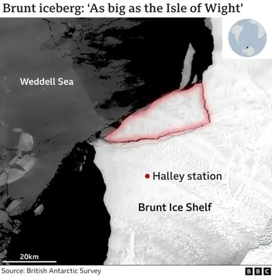 Розміром із цілий острів: від Антарктиди відколовся новий гігантський айсберг