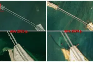 Росіяни стягують все більше барж і будують пірси під Кримським мостом — моніторингова група 