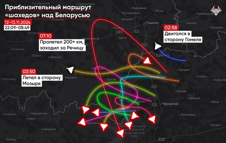 Ночью в Беларусь залетело как минимум 12 