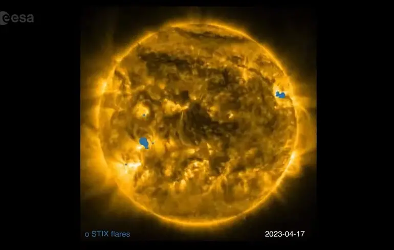 ESA показало три года вспышек на Солнце
