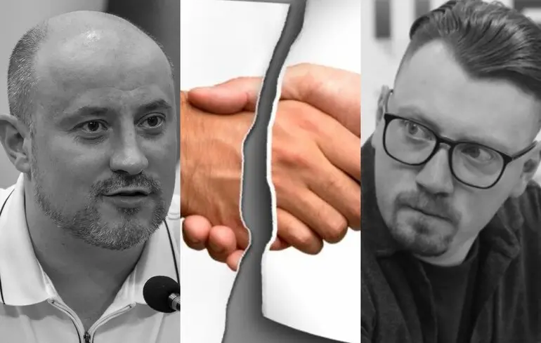 Виконавчий директор АМУ Олександр Слобожан та автор законопроєкту 4298, народний депутат Віталій Безгін