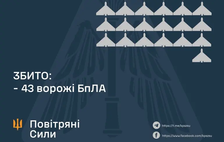 ППО збила 43 з 55-ти ударних дронів: чи влучили кудись решта БпЛА