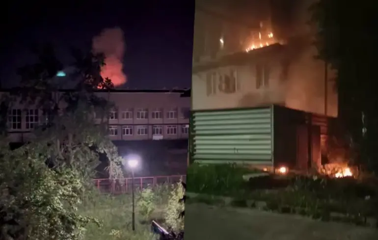 У Росії після удару дрона палає залізнична станція