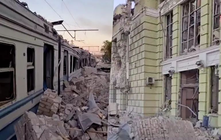 Атака дронів по Лозовій: загинув залізничник, десяток поранених, зруйнований вокзал