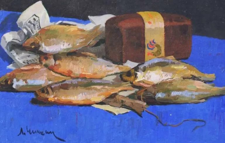 Картина Леонида Чичкана "Рыба" 1974г.