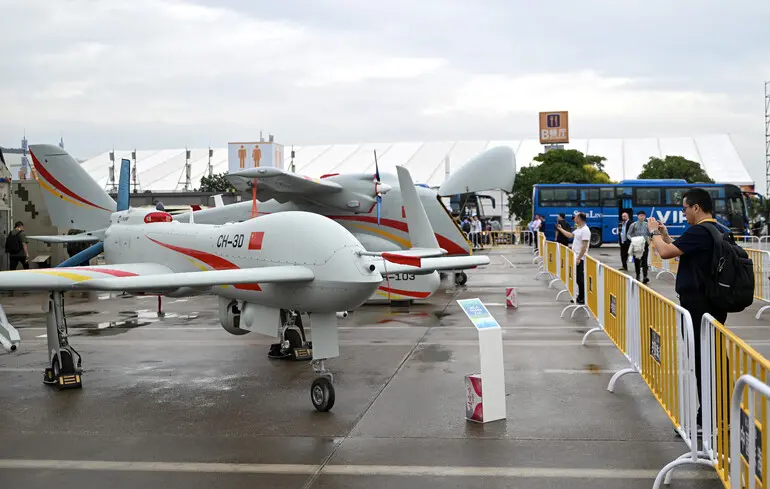 Беспилотник CH-3D на Airshow China 2024 в Китайском международном выставочном центре авиации и аэрокосмической отрасли / 13 ноября 2024 года, Чжухай, провинция Гуандун, Китай