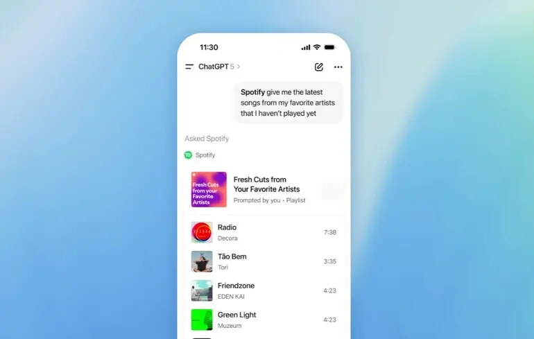 Створення плейлистів за допомогою Spotify у ChatGPT.