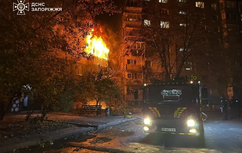 Последствия обстрела в Запорожье