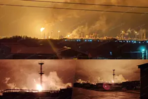 В России пылает нефтеперерабатывающий завод 
