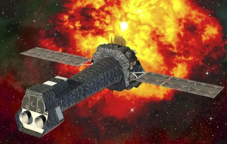 Ілюстрація супутника XMM-Newton, який вивчає вибух зірки.