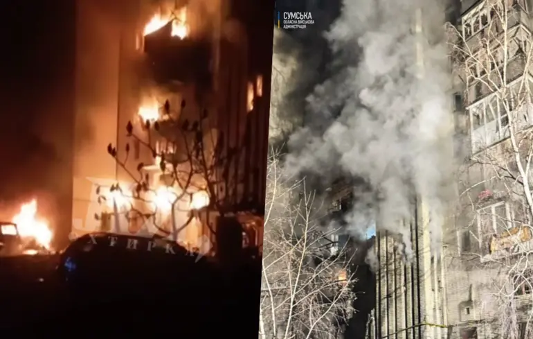 Россияне атаковали Ахтырку: после попадания в многоэтажку есть раненые