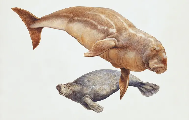 Зображення морської корови та дюгоня.