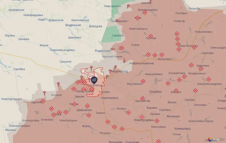 Ориентировочная карта боевых действий по состоянию на 14 января в 22:44/DeepState