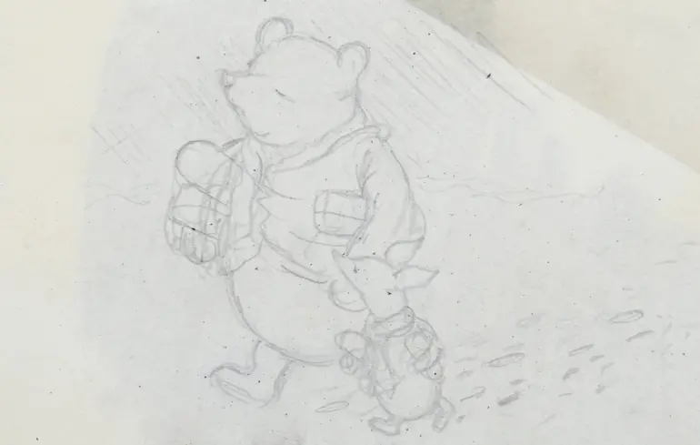 Малюнок Вінні-Пуха та Пʼятака олівцем Ернеста Говарда Шепарда до книги Алана Александра Мілна.