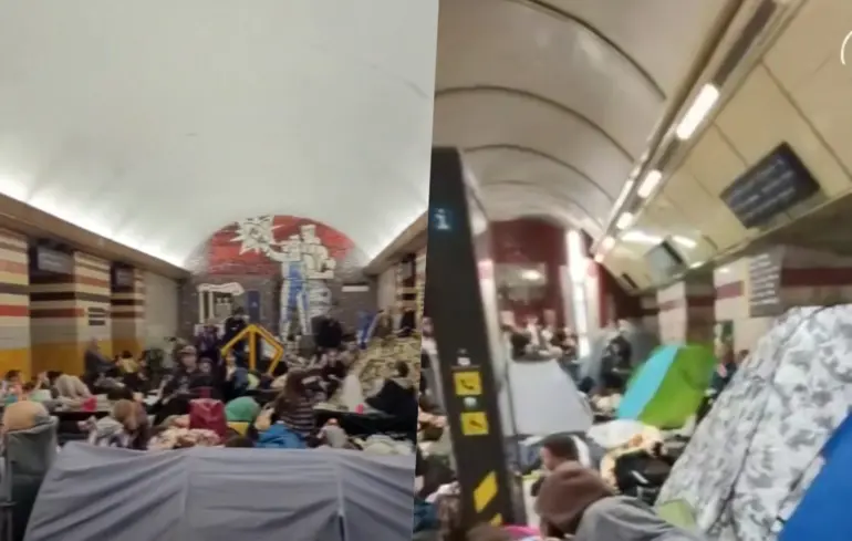 Після попередження Зеленського кияни масово йдуть в укриття: метро переповнене, біля паркінгів затори