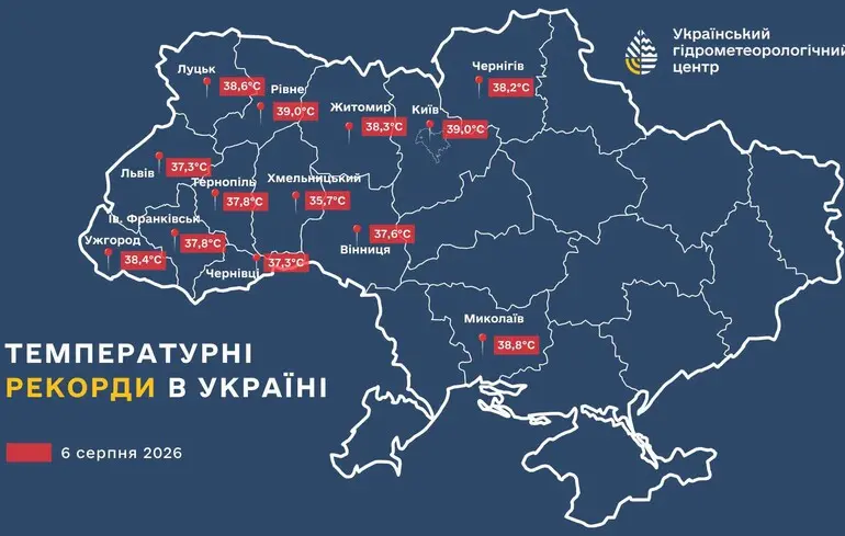 Жара побила температурные рекорды в 13 областях