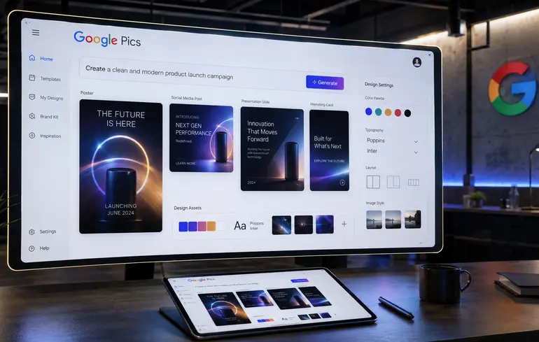 Google представила конкурента Canva на базі ШІ: Google Pics дозволить створювати дизайн за промптами