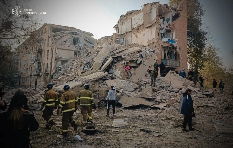 Russian missile strike kills at least two in Pryluky residential building