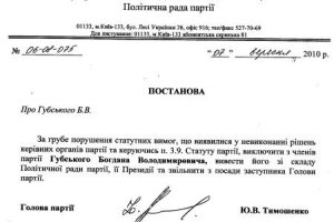 У Тимошенко рассказали из-за чего исключили Губского из 