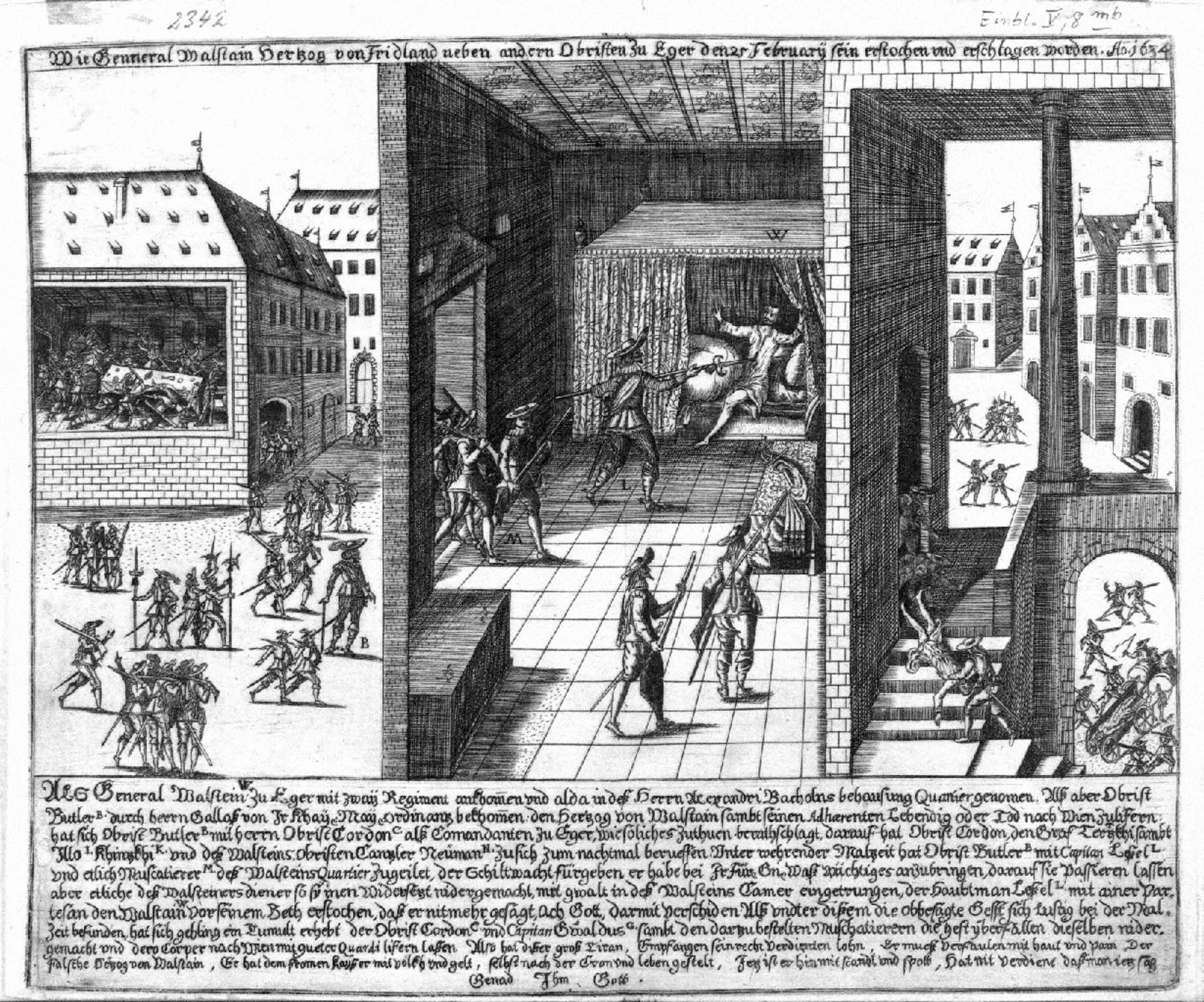 Докладний опис убивства Валленштейна, з гравюрами. 1630-ті рр.