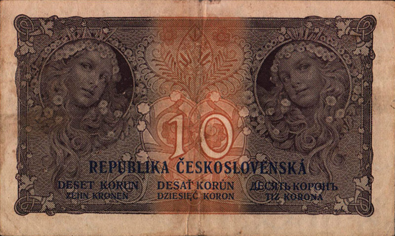 Банкнота в 10 крон 1919 р Банкнота в 10 крон 1919 р
