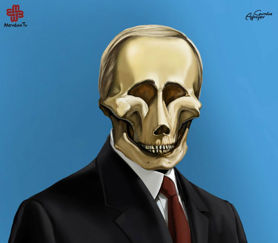 Художник изобразил Путина с черепом вместо головы