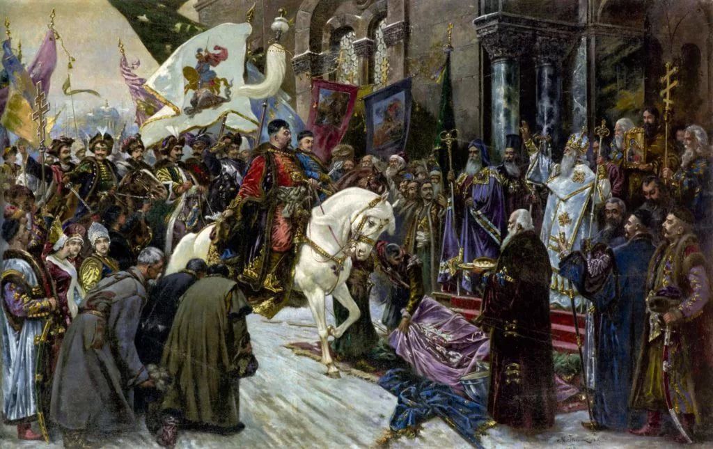 Въезд Богдана Хмельницкого в Киев в 1650 году. Художник В.Ивасюк, 1912, 1929 гг.