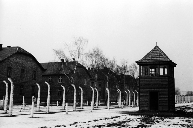 Вигляд концтабору Аушвіц, м. Освенцим (Польща), січень – лютий 1945 р. Автор зйомки: Юдін В. П. Вигляд концтабору Аушвіц, м. Освенцим (Польща), січень – лютий 1945 р. Автор зйомки: Юдін В. П.