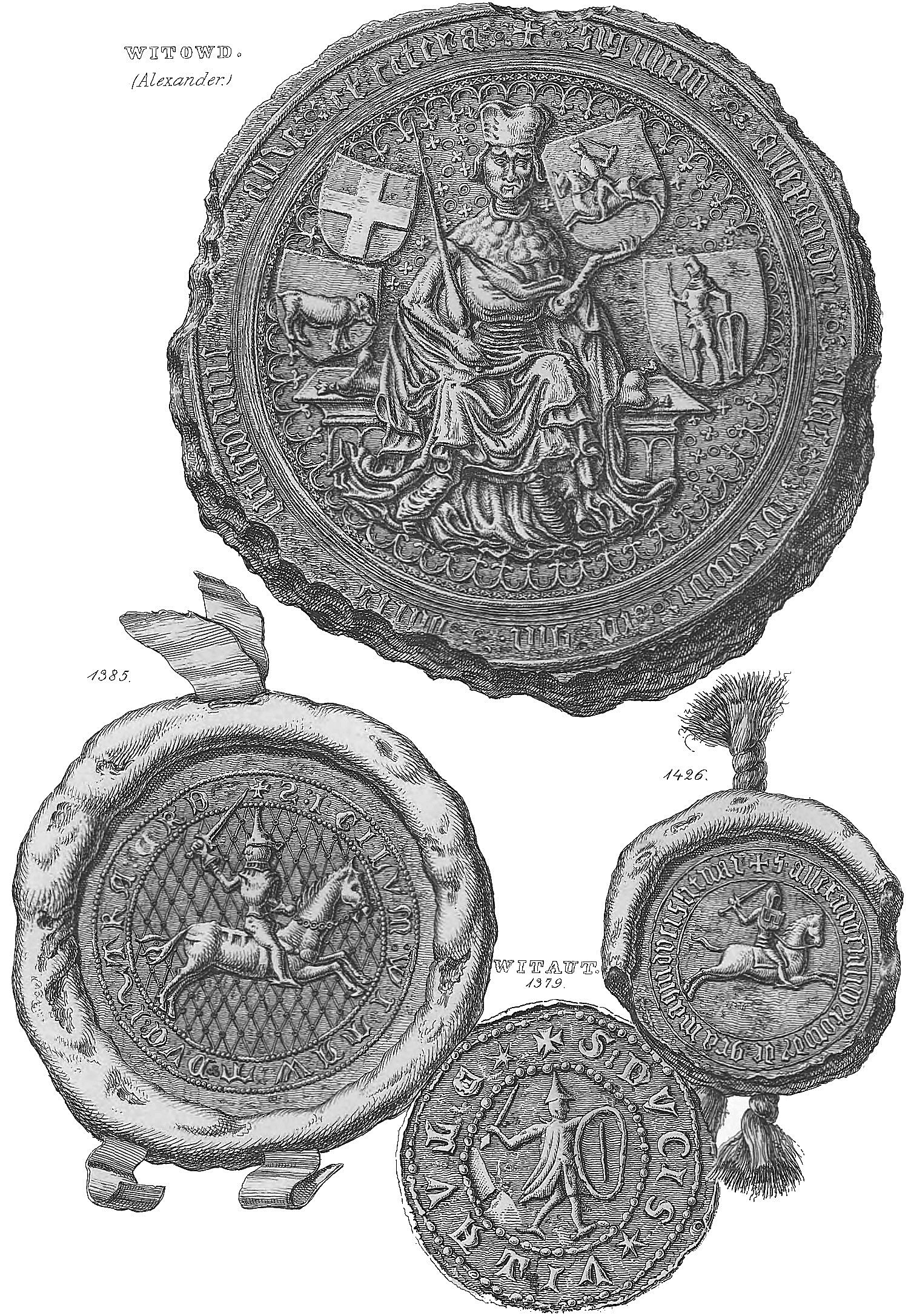 Печатки Вітовта Великого. З книги Ф.А.Фосберга, Берлін, 1854 р.
